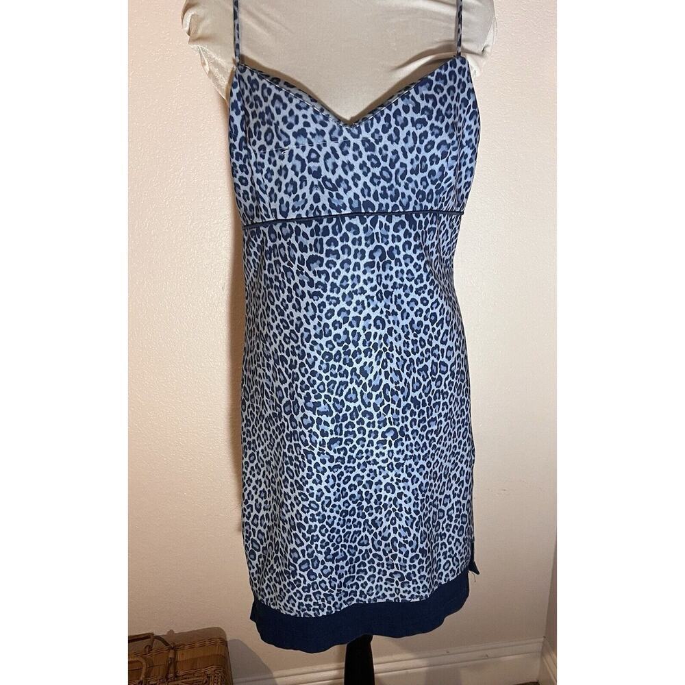 Rampage Blue and White Leopard Print Mini Dress